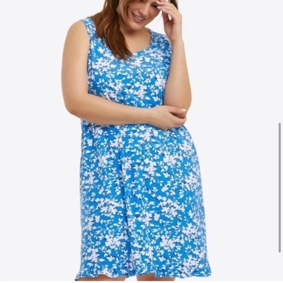 Draper James Sleeveless Floral Ruffle Bottom Dress Blue White Size Small / Med - Picture 3 of 9